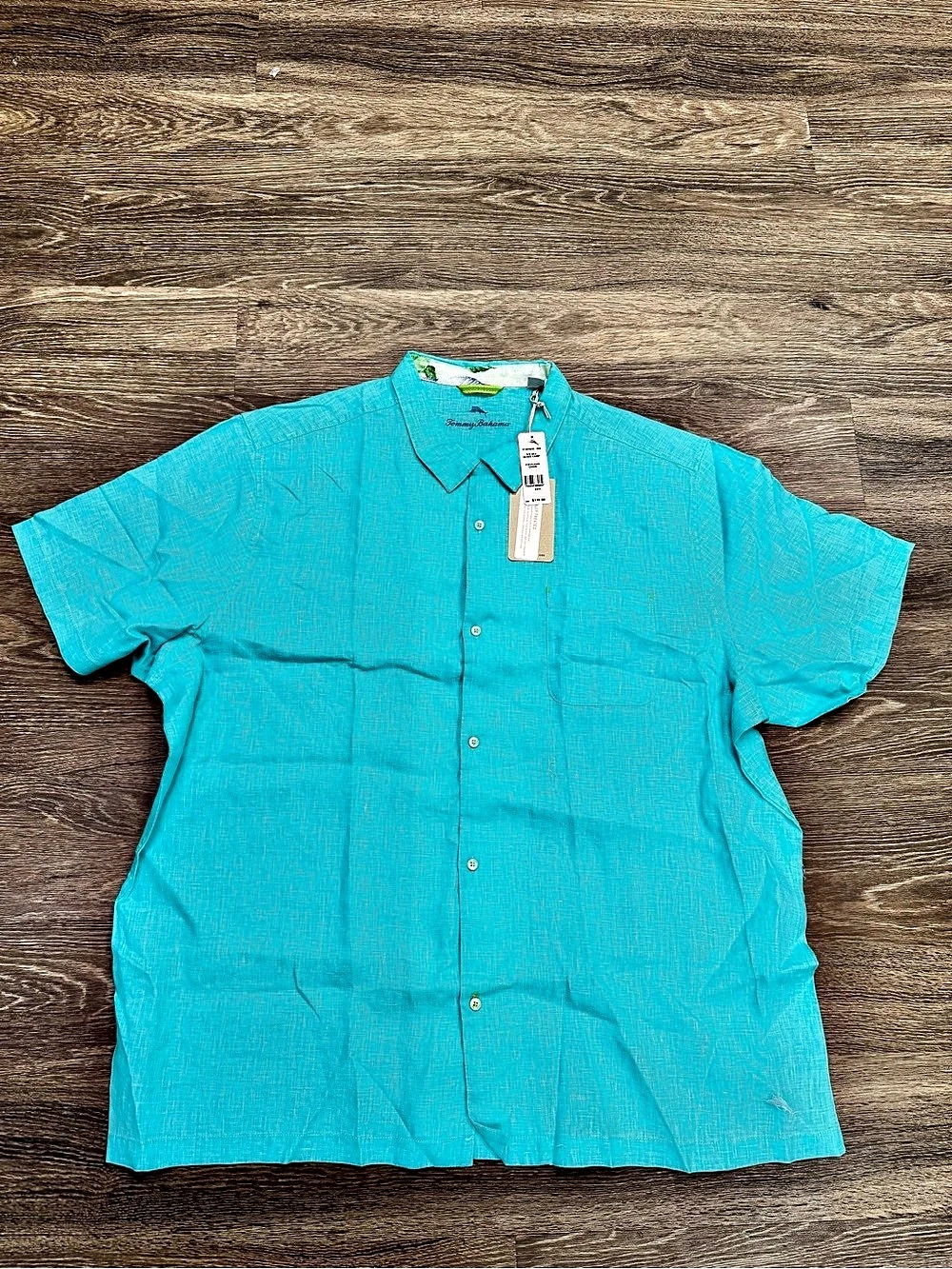 NWT Tommy Bahama Sea Glass Linen Camp Shirt Aqua Men’s 3XL XXXL